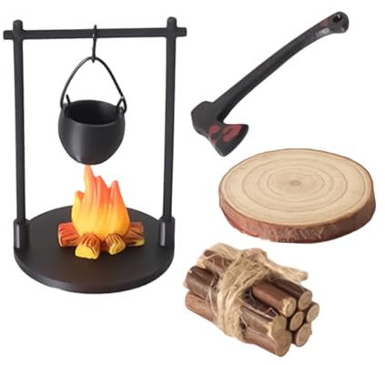 Miniatur-Feuerstelle, Spielzeug für Kinder, Feuerstelle und Miniaturen, für drinnen und draußen, Familientreffen im Garten