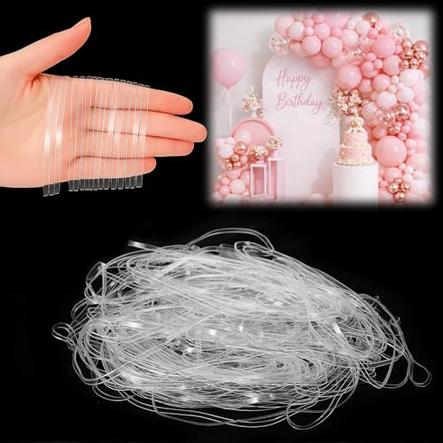 Eaasty 200 Clear Rubber Bands for Balloon Arch 2.2 | Elastic Tying Bands for Balloon Garland Wall, Transparent Connectors in Festival Party Crafts, Assorted Sizes Assembly