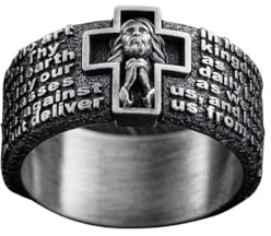 GEBET VATER UNSER Herrenring aus 925 Sterling Silber Ring mit eingraviertem Vaterunser Gebet und Christus im Kreuz Spiritueller Silberring als Symbol für Glaube, Schutz und Hoffnung