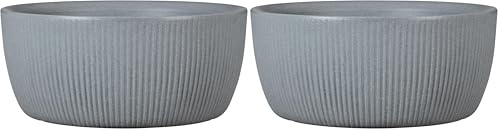 Scheurich Linetto Bowl 30, Pflanzgefäß/Blumentopf/Pflanzkübel, rund, Farbe: Stony Grey, hergestellt mit recyceltem Kunststoff, 10 Jahre Garantie, für den Außenbereich (Packung mit 2)