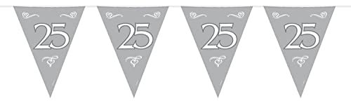 Folat B.V.- Folat 25 cumpleaños/aniversario Bunting Garland Silver, color plata (7451)