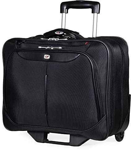 Gino Ferrari Roller Laptop Bag - Unisex Adult Brooklyn Laptop Business Case on Wheels Black GF565