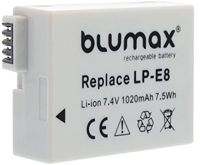 Blumax Camera Battery for Canon LP-E8 Suitable for EOS 550D 600D 650D 700D / EOS Kiss X4 X5 X6i X7 / Digital Rebel T2i T3i T4i T5i