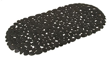 Frandis 195110 BADEWANNENEINLAGE Antirutschmatte KIESEL-Form aus PVC, 67 x 35 cm, Schwarz