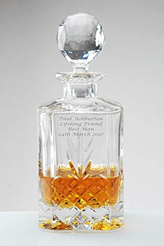 Personalised Buckingham Crystal Square Whisky Decanter, Satin Presentation Gift Box