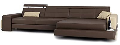 Bullhoff by Giovanni Capellini Ledercouch Eckcouch L-Form braun/beige Ledersofa Wohnlandschaft Leder Ecksofa Sofa Couch mit LED-Licht Designsofa Bayern III
