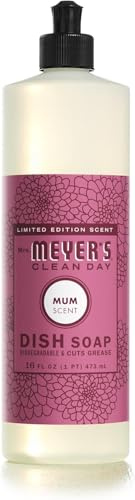 MRS. MEYER'S CLEAN DAY Liquid Dish Soap, Biodegradable Formula, Mum (16 Fl Oz (Pack of 1))