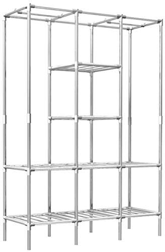 EYEPOWER 400kg Belastbarer XL Kleiderschrank Metall Regal 2 Kleiderstangen 178x128x44,5cm Faltschrank Flur Garderobe