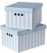 SOFTILLO Pack of 2 Decorative Storage Boxes With Lids Home Office Bedroom Wardrobe Box Organiser Archive Box with Lid Multi-Use General Storage Archive Box Lid Stylish Set Large Light Blue Stripes