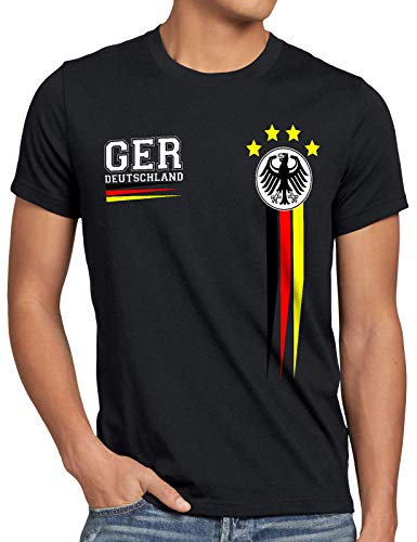 style3 Deutschland Herren T-Shirt EM 2024 Germany Fußball Europameisterschaft Trikot Spieler, Größe:4XL, Farbe:Schwarz
