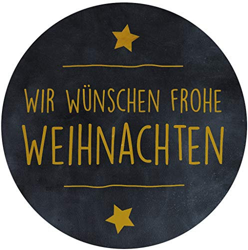 AVERY Zweckform 200 Aufkleber Frohe Weihnachten (Made in Germany, Ø38 mm, schwarze Weihnachtssticker goldene Schrift, selbstklebende Weihnachtsdeko Geschenke, Karten, Tüten) Sticker auf Rolle, 3846