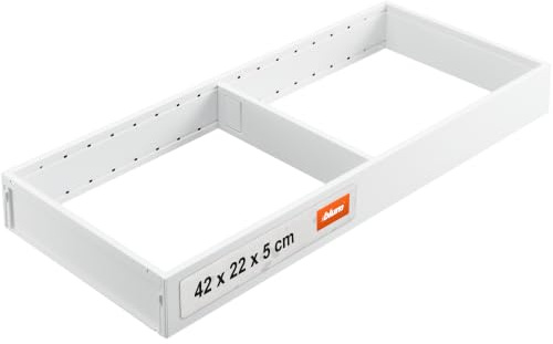 Blum AMBIA-LINE Schubladen-Organizer Stahl 42×20×5 cm | Seidenweiß | Küche | Magnetplattenhalter – kein Verrutschen | Besteckeinsatz & Schubladentrenner aus Stahl | Für Küche, Bad & Kleiderschrank