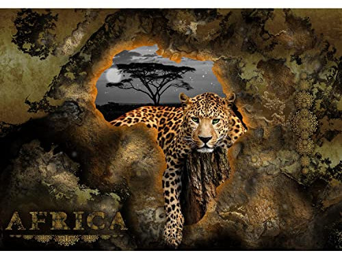 Runa Art Fototapete Afrika Leopard 352 x 250 cm Vlies Tapeten XXL Moderne Wandtapete Wohnzimmer Schlafzimmer Braun 9447011a