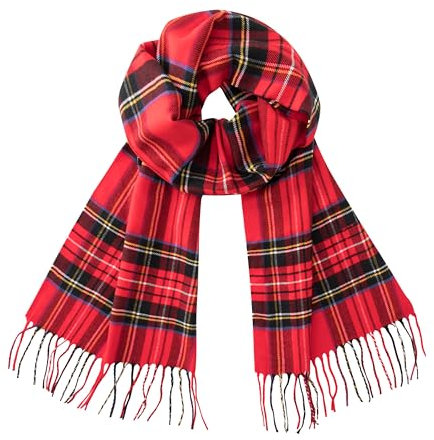 CALVIN & OLIVIA Schal mit Kaschmir-Haptik, weich, für den Winter, weich, Schottenkaro, mehrfarbig, Geschenk für Männer und Frauen, Tartan mit rotem Weihnachtsmotiv, Standard