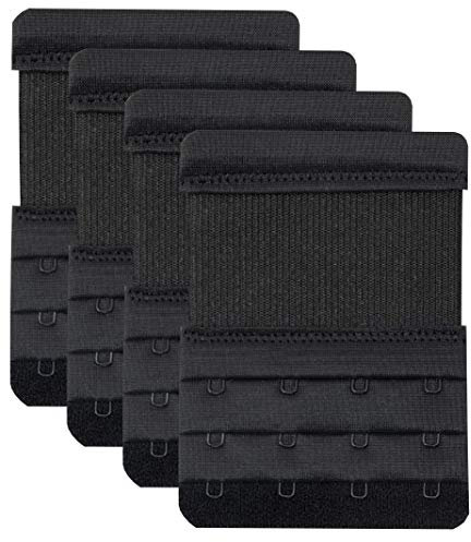 4 Hook Bra Extenders,Stretchy Soft and Comfortable Bra Strap Extender - black - Bra Extender 4 Hook