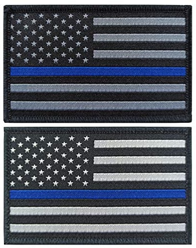 2 Pack Amerikanische dünne blaue Linie Flagge Patch USA Polizei Flaggen Tactical Patch Pride Flag Patch für Kleidung Hut Patch Team Military