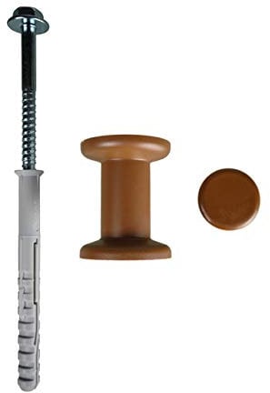 metakreon Handlaufhalter - Set 5 x Abstandhalter+Stopfen+Dübel inkl. Schraube - für Geländer (Eiche)