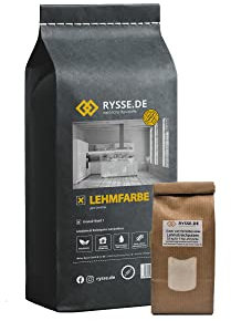 Lehmstreichputz, natürlich unpigmementiert, Trockenpulver, (besteht aus 5 kg Lehmfarbe + 0,5 kg Streichpuzzusatz), Reichweite ca. 38 m², allergikerfreundlich … (Champagner)