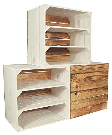 CHICCIE 3 Set Weinregal Wino aus Holz - Greta Weiß 2X Weiß Holzkiste