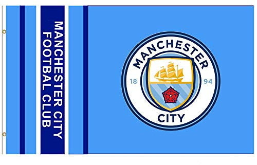 MCFC Official Giant Manchester City Crest Champions Flag (5ft x 3ft & 100% Polyester)