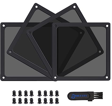 BRIEFCEC Dust Filter 120mm for Computer Cooler Fan/PSU/Routers NYLON 80 Mesh, Magnetic Frame Dust Mesh PC Cooler Filter Dustproof (NYLON, 4Pack, Black)