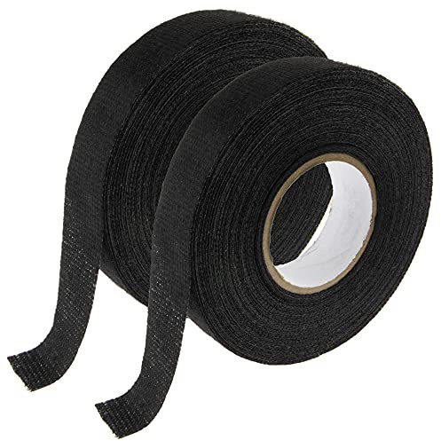 SeKi 2er Pack Isolierband für Kabelbaum 19mm x 15 Meter PET-Vlies, Schwarz, Isolierband für KFZ Kabelbäume, geräuschdämpfend, selbstklebend