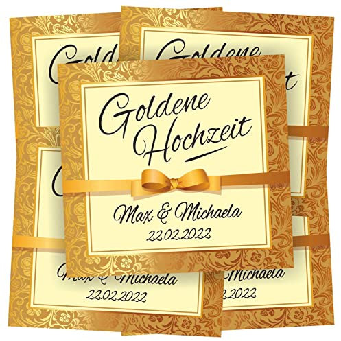 Play-Too 5 Aufkleber Etikett Flaschenetikett Zur goldenen Hochzeit Fest personalisiert 50 Jahre Ehe