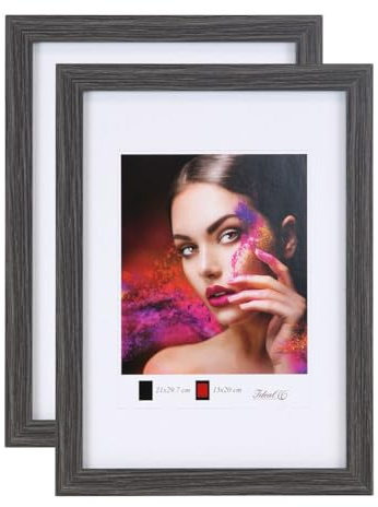 IDEAL TREND 2er 3er 5er Set Holz Bilderrahmen Lifestyle Plexi Foto Rahmen Collage Wanddeko Poster HR-25: Farbe: 2er Pack Grau | Format: 50x70