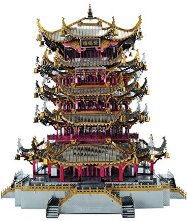 Microworld 3D Metall -Puzzle, Wuhan Yellow Crane Tower Metal Model Kits Spielzeug China Architektur DIY 3D -Rätsel für Erwachsene