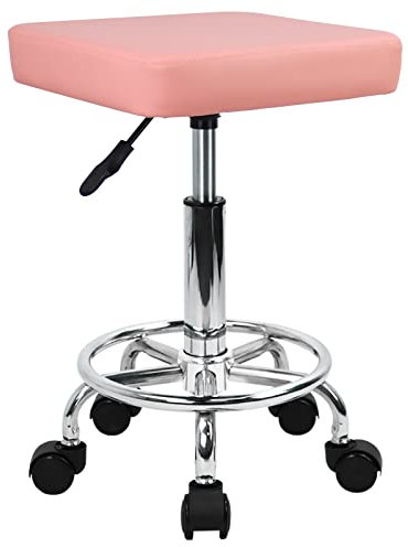 KKTONER Square Rollhocker mit Pedal (Rosa)
