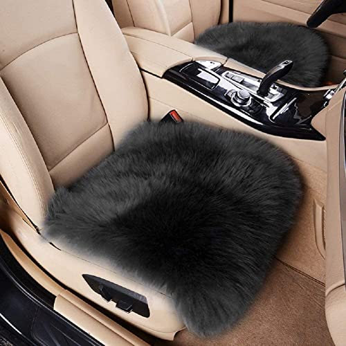 Big Ant Winter Plush Car Seat Cushion,Universal Car Seat Pad Soft Long Wool Warm Seat Cushions Cover Winter Protector,Fit for Cars Auto Supplies Driver Seat Office Chair - Black