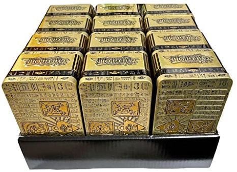 12 x Goldene Vorratsdose aus Metall mit Deckel 18 x 10 x 7 cm im ägyptischen Design Gebrauch u.a als Keksdose, Tabakdose, Blechdose, Schmuckschatulle + Heartforcards© Versandschutz