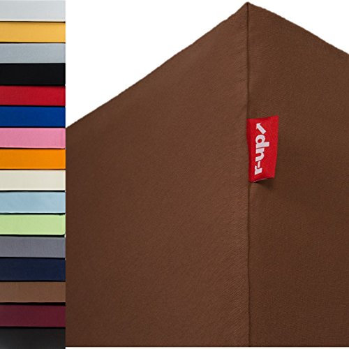 r-up Passt Spannbettlaken 120x200-130x200 bis 35cm Höhe viele Farben 100% Baumwolle 130g/m² Oeko-TEX stressfrei auch für hohe Matratzen (braun)