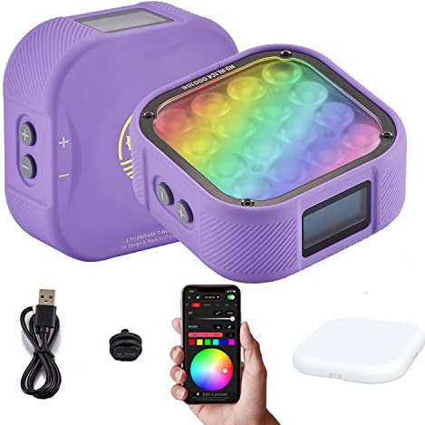 IFOOTAGE Camera Light, Led Video Light RGB Portable Light Panel 360° Full Color with APP Control, for Vlogging, Youtube, Studio, Live streaming, Photography, TikTok - HL1 C4 (Purple)
