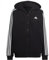 adidas Donna Essentials 3-Stripes French Terry Oversized Full-Zip Hoodie, Black/White, M