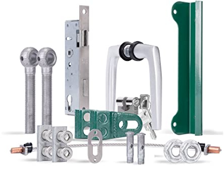 Alberts 652791 Zubehör-Set Flexo Plus | für Einzeltore | Stahl roh, feuerverzinkt grün kunststoffbeschichtet RAL 6005
