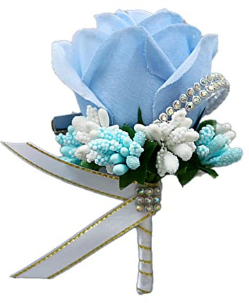 Wambere 2 Stück Hochzeit Boutonniere Blumen,Boutonniere,Hochzeit Zubehör Künstliche RosenAnsteckblume Bräutigam Hochzeitsanstecker mit Clip für Braut Brautjungfer Gäste Herren Damen Party,Blau