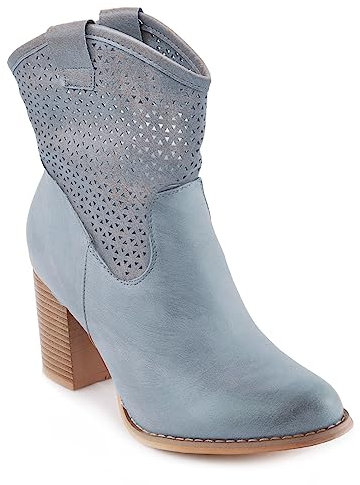 Toocool Stivali donna stivaletti tronchetti traforati estivi tacco comodo G633 [37,blu]