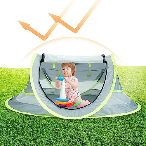 Qihuyi UV 50+ Baby Reisezelt Faltbare Baby Krippe Mit Moskitonetz Baby Beach Zelt Babyzelt Baby Strandzelt Moskitonetz Sonnenschirm Zelt Krippe strandmuschel reisebett Babybett