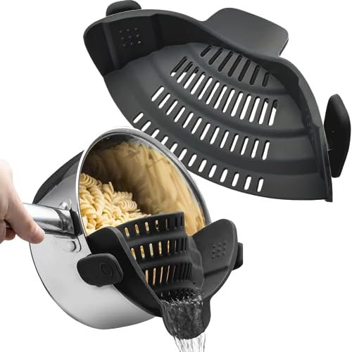 Passoire Clipsable Universelle en Plastique Durable - Gadget Facile à Utiliser, Nettoyage Rapide, Parfait pour Pâtes, Riz,Accessoire de Cuisine Maison Indispensable, Compatible Toutes Casseroles