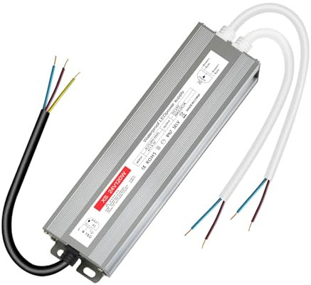 led trafo 24v 5A, IP67 Wasserdicht led transformator 24V 120w, trafo 230v auf 24V 120W, netzteil 24 v für G4 GU5.3 MR11 MR16, Nicht Dimmbar, kein Flimmern, Kein Rauschen