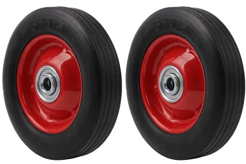 BQLZR Lot de 2 Roues Tondeuse, Roues Tracteur Tondeuse, Pneus en Caoutchouc pour Tondeuse à Gazon 15,2 cm de Diamètre Charge 60 kg Rouge