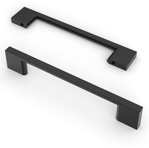 9BUILD 10 Pack Matte Black Cabinet Pulls - 128MM Zinc Alloy Kitchen Cabinet Handles - Drawer Handles UK0035