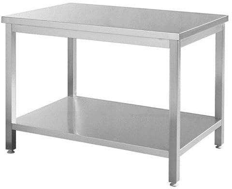 METRO Professional Tavolo da lavoro GWTS4147, acciaio inox, 140 x 70 x 85 cm, 2 ripiani, rettangolare, argento, ideale per ristoranti