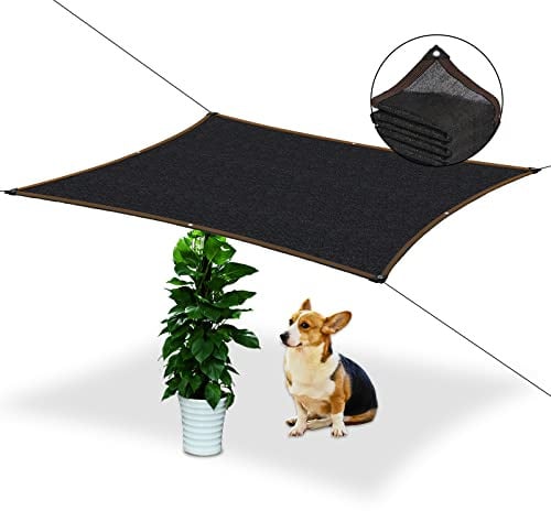 Toldo rectangular grande de 10 x 10 m, con ojales, 70 % protección solar, color negro, tela para jardín, terraza, terraza, tela UV, para plantas, casas de agua, ganado