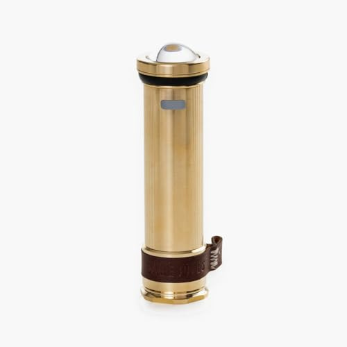 Barebones Mini-Taschenlampe – Vintage Stilvolle Wiederaufladbare Taschenlampe mit Dimmbarer Helligkeit, Magnetfuß und Kerzenflackermodus – Kompakte Reise- und Campingleuchte (Messing)