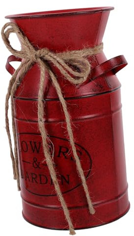 Cabilock Rustic Iron Flower Pot Vintage Bucket for Dried Flowers Farmhouse Decor Unique Decorative Vase for Home Office and Wedding Centerpieces Versatile Plant Holder