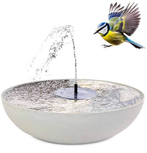 Juego de fuente solar para exteriores, 45 cm, cuenco decorativo y fuente solar flotante, fuente de agua para exteriores, fuente de jardín para exteriores como balcón y baño para pájaros
