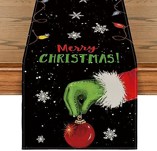 Artoid Mode Schneeflocken Merry Christmas Weihnachten Tischläufer, Saisonnal Winter Küche Tisch Dekoration Drinnen Urlaub Party Dekor 40x180 cm