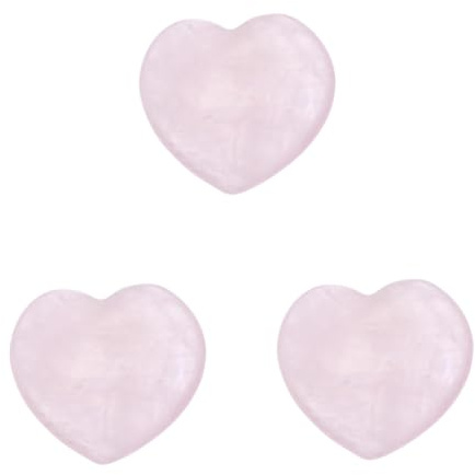 STOBAZA 3pezzi Ciondolo Quarzo Rosa Forma Di Cuore Pietra Naturale Per Decorazioni e Creazioni Fai Te Femminile e Cristallina
